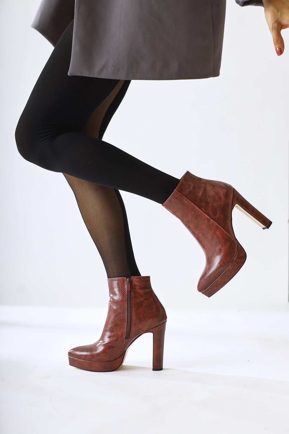 Abbie Burgundy Pointed Toe High Heel Zipper Boots