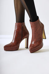 Abbie Burgundy Pointed Toe High Heel Zipper Boots