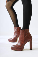 Abbie Burgundy Pointed Toe High Heel Zipper Boots