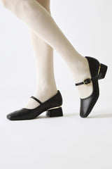 Abby Black Flat Toe Buckle Detail Casual Shoes