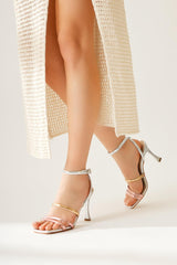 Alita Silver Thin Strappy Heeled Sandals