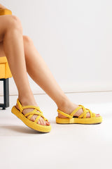 Anais Lemon Thick Soled Cross Rope Sandals