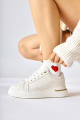 Anastazia White Heel Detail Sneakers