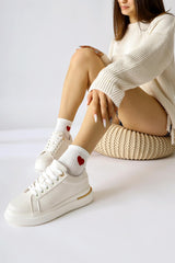 Anastazia White Heel Detail Sneakers