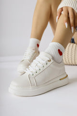 Anastazia White Heel Detail Sneakers