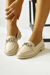 Anikka Cream Buckle Detailed Daily Shoes