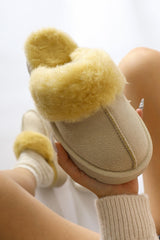 Anne-Margrete Beige Suede Faux Fur Detail Slippers