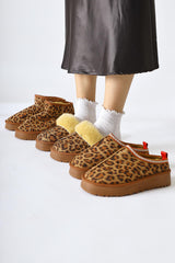 Anne-Margrete Leopard Patterned Suede Faux Fur Detail Slippers