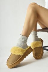 Anne-Margrete Mink Suede Faux Fur Detail Slippers