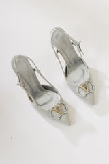 Any Gray Buckle Detail VLogo Stiletto