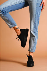 Benito Black Knit Stretch Thick Soled Sneakers