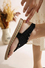 Blythe Black Knit Stone Detailed Eva Soled Sandals