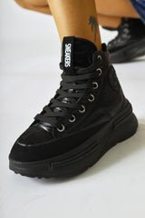 Budoor Black Parachute Fabric Star Patched Sports Boots