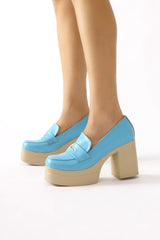 Candace Blue Heeled Platform Women's Shoes