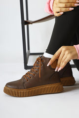 Carmel Brown Laced Sport Boots