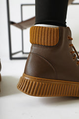 Carmel Brown Laced Sport Boots