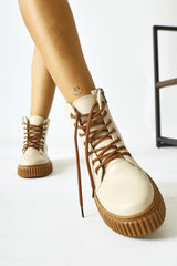 Carmel Cream Laced Sport Boots