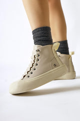 Celinn Beige Elastic Laced Sports Boots