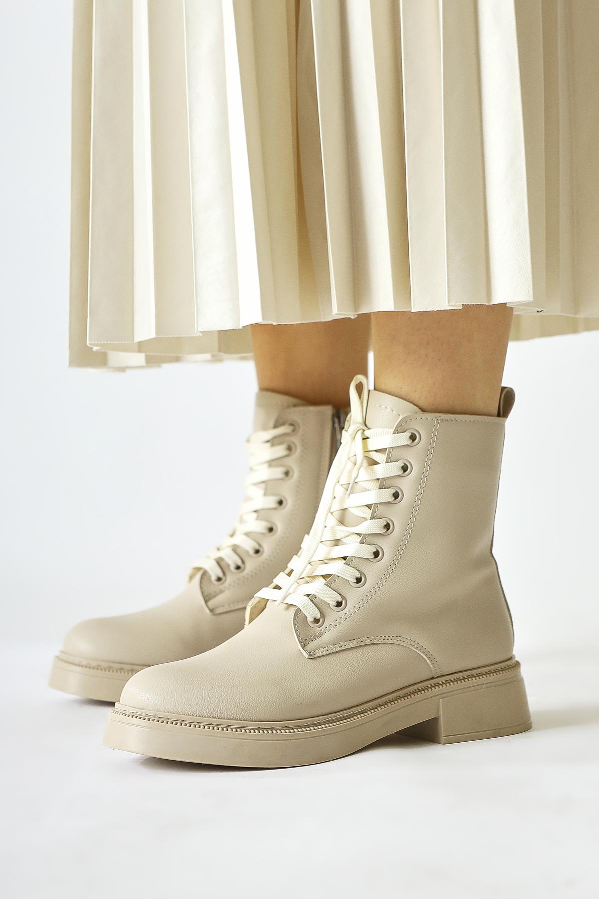 Cibelle Beige Laced Boots