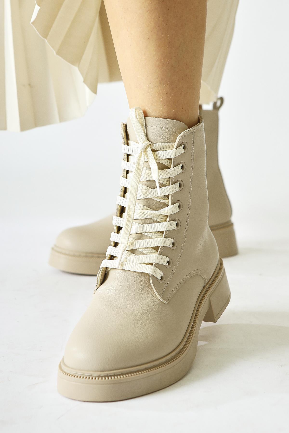 Cibelle Beige Laced Boots