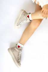 Daniele Beige Lace-Up Sports Boots