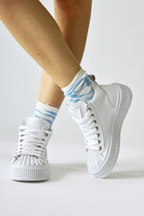 Daniele White Lace-Up Sports Boots