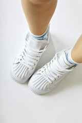 Daniele White Lace-Up Sports Boots