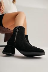 Deyana Black Suede Zipper Accessory Boots