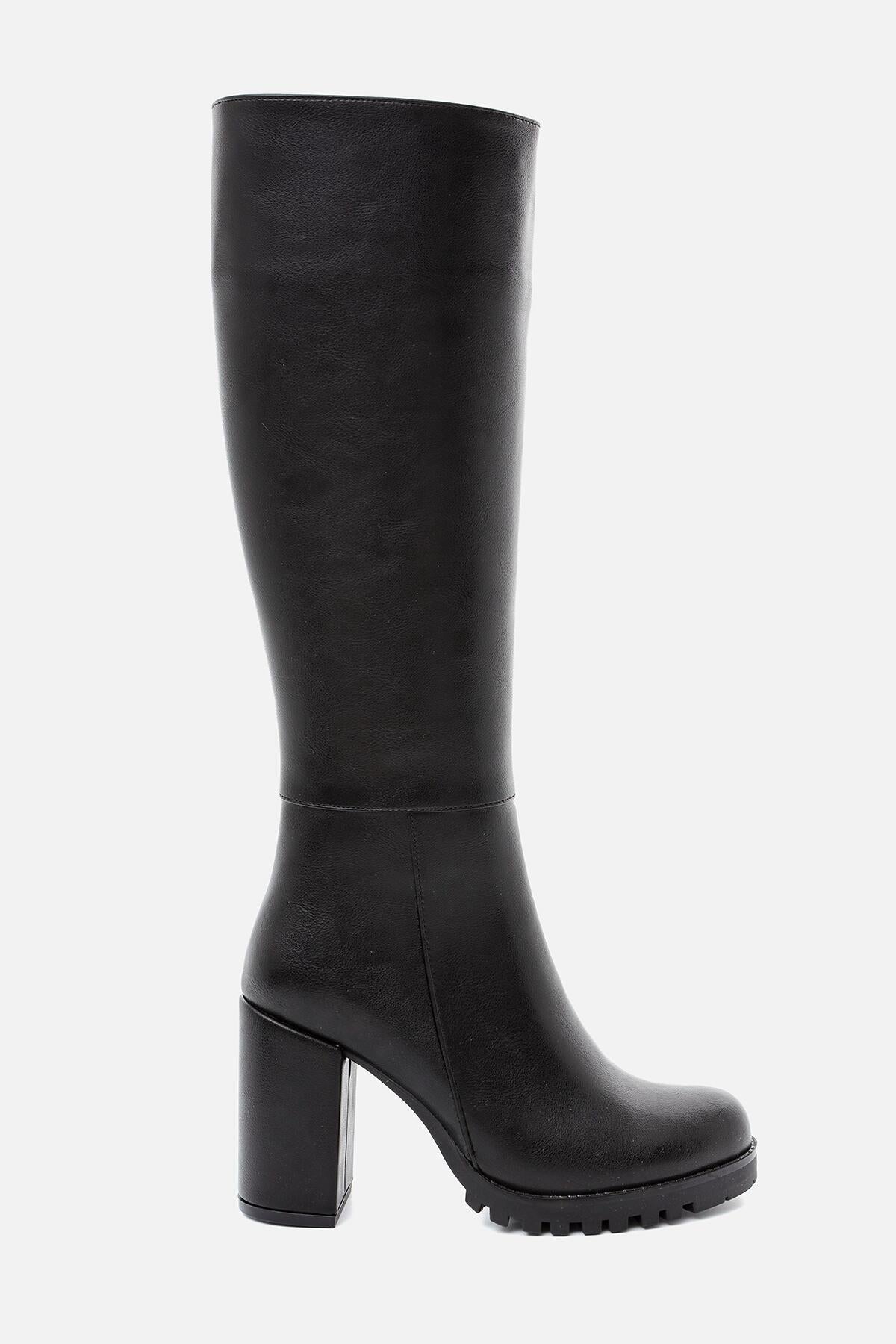 Elias Black Zipper Platform Chunky Heel Boots