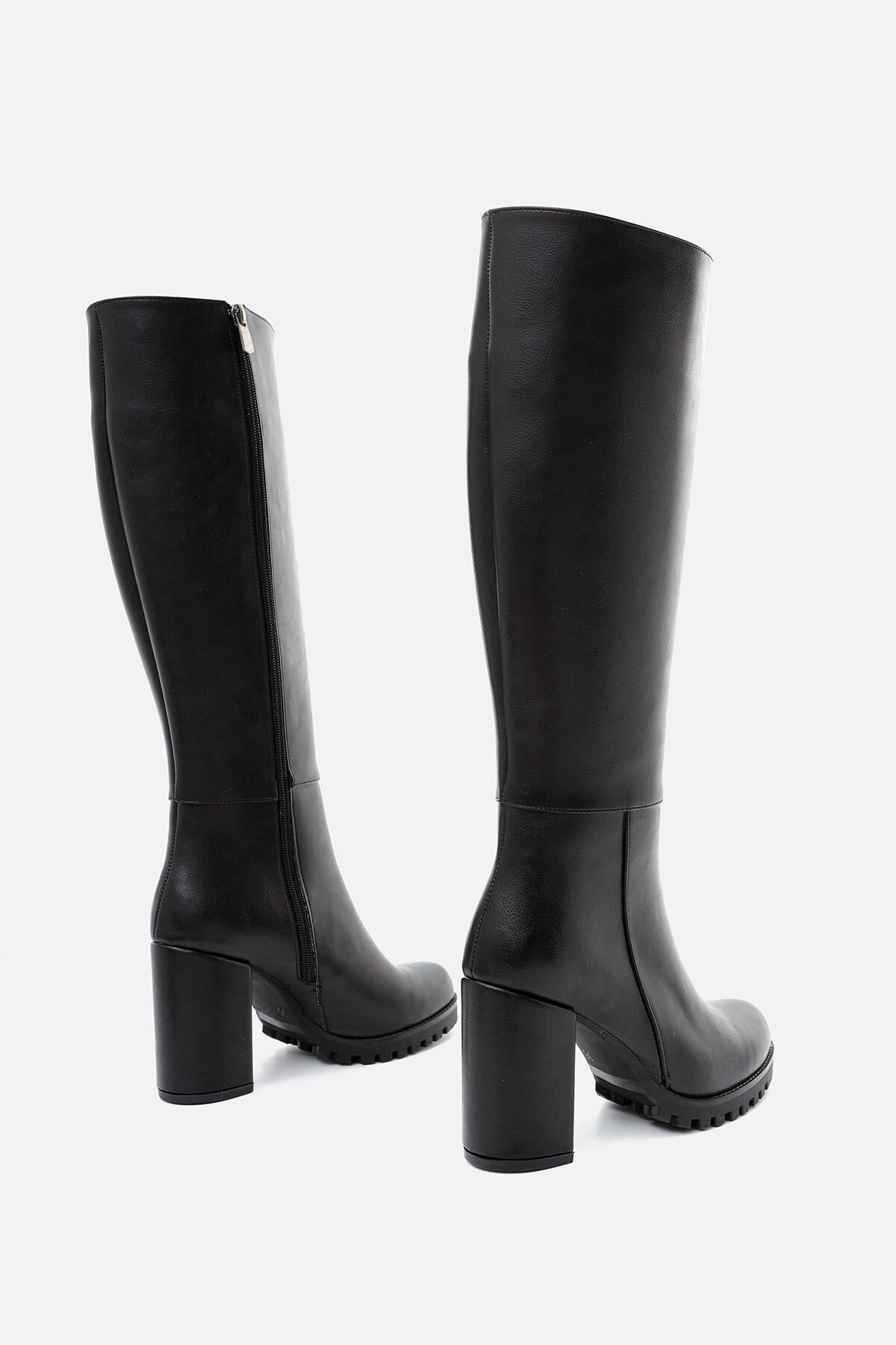 Elias Black Zipper Platform Chunky Heel Boots