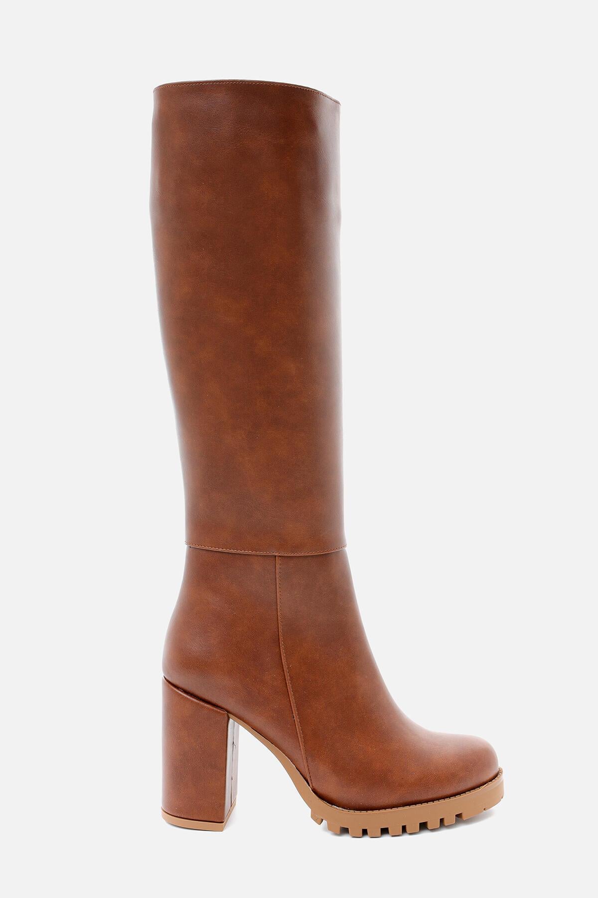 Elias Tan Zippered Platform Chunky Heel Boots