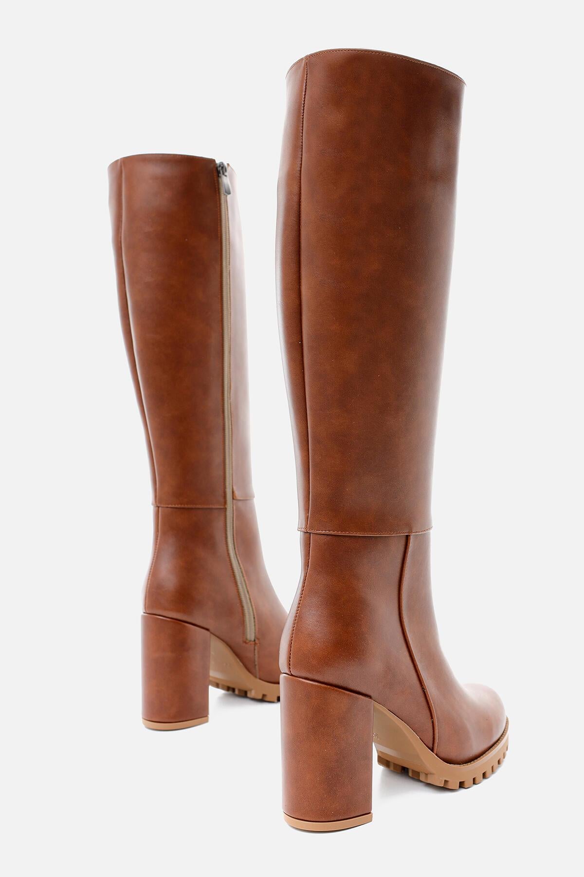 Elias Tan Zippered Platform Chunky Heel Boots