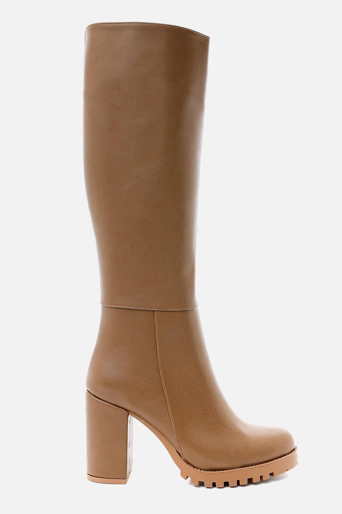 Elias Mink Zipper Platform Chunky Heel Boots