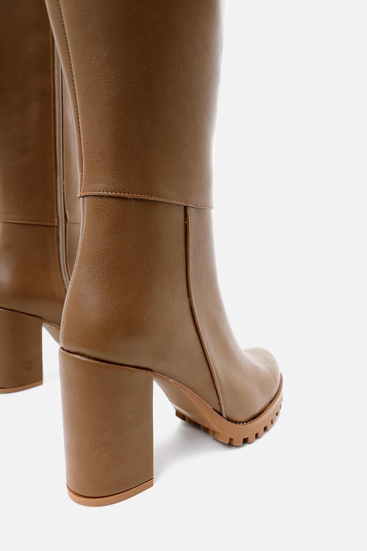 Elias Mink Zipper Platform Chunky Heel Boots