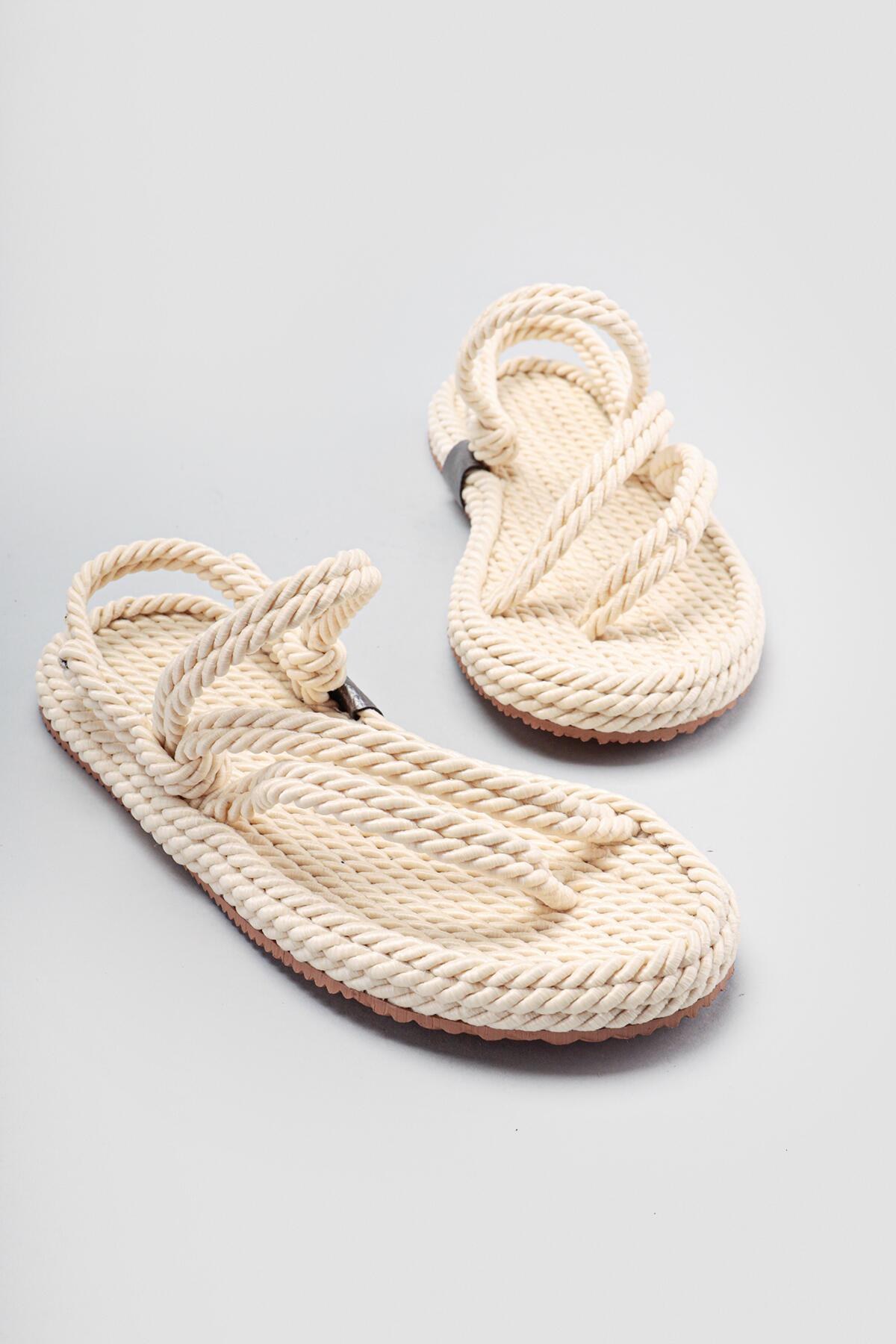 Emersyn Ecru Flip Flop Rope Sandals