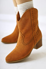 Fate Tan Suede Laser Cut Embroidery Detailed Western Boots