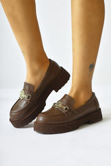 Fati Brown Buckle Detailed Maksen Shoes