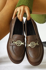 Fati Brown Buckle Detailed Maksen Shoes