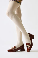 Fenna Claret Red Patent Leather Buckle Detailed Casual Shoes