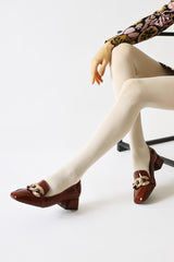 Fenna Claret Red Patent Leather Buckle Detailed Casual Shoes