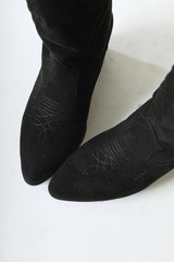 Floria Black Suede Embroidered Detailed Western Boots