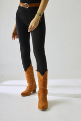 Floria Tan Suede Embroidered Detail Western Boots