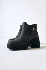 Gabi Black Cross Zip Platform Boots