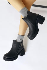 Gabi Black Cross Zip Platform Boots