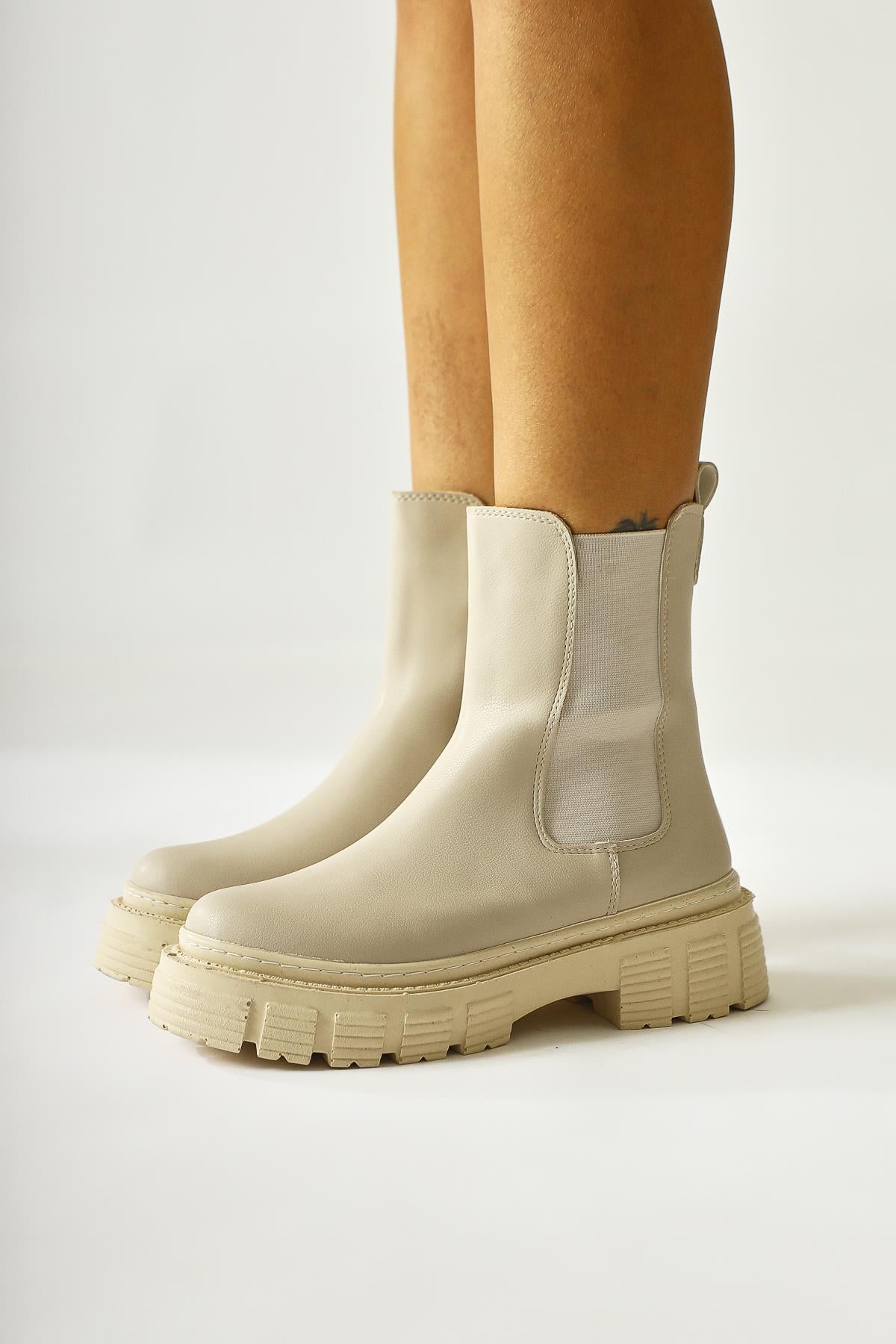 Go Go Beige Rubber Boots