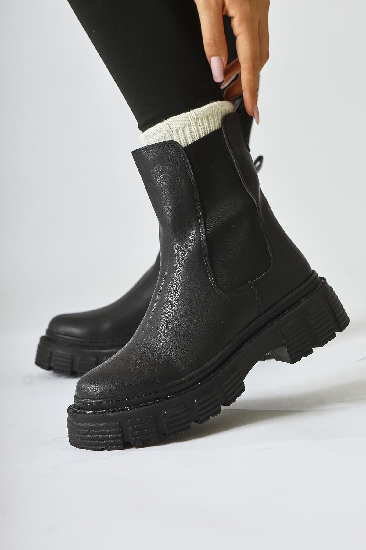 Gidey Black Rubber Boots