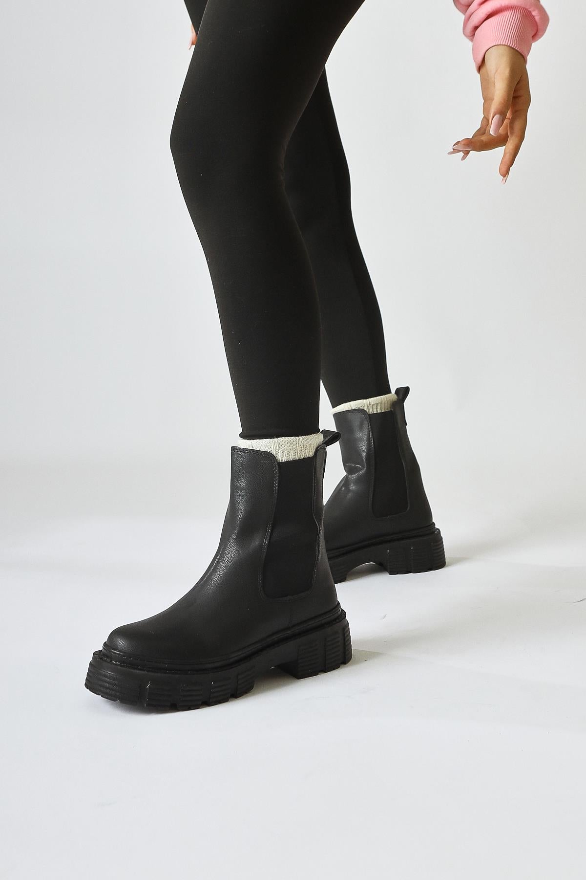 Gidey Black Rubber Boots