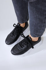 Genuine Leather Chika Black Sneakers Sports Shoes