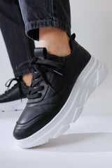 Genuine Leather Chika Black Sneakers Sports Shoes