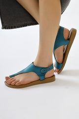 Genuine Leather Laili Turquoise Flip Flop Sandals